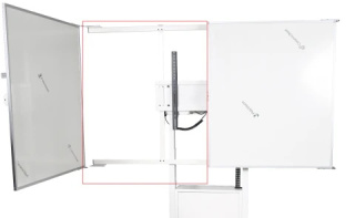 Regulowany elektrycznie stojak z suchościeralną tablicą skrzydłową dla monitora 75"