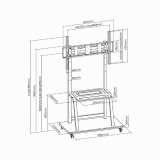 Stojak pod monitor 37" - 100", mobilny - na kółkach