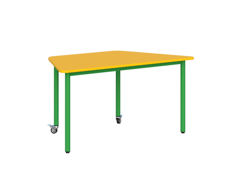 Stolik mobilny szkolno-przedszkolny, blat trapezowy 1400x700 (Nr 4, 5, 6) Stolik mobilny szkolno-przedszkolny, blat trapezowy 1400x700 (Nr 4, 5, 6)